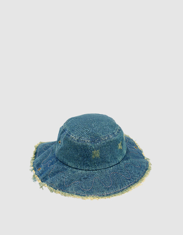 Raw Hem Denim Bucket Hat