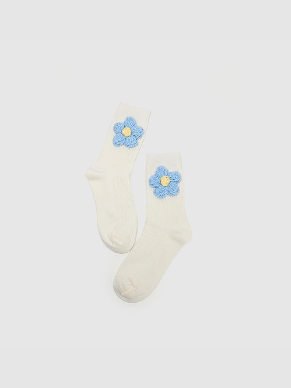 Flower Décor Mid-Length Socks