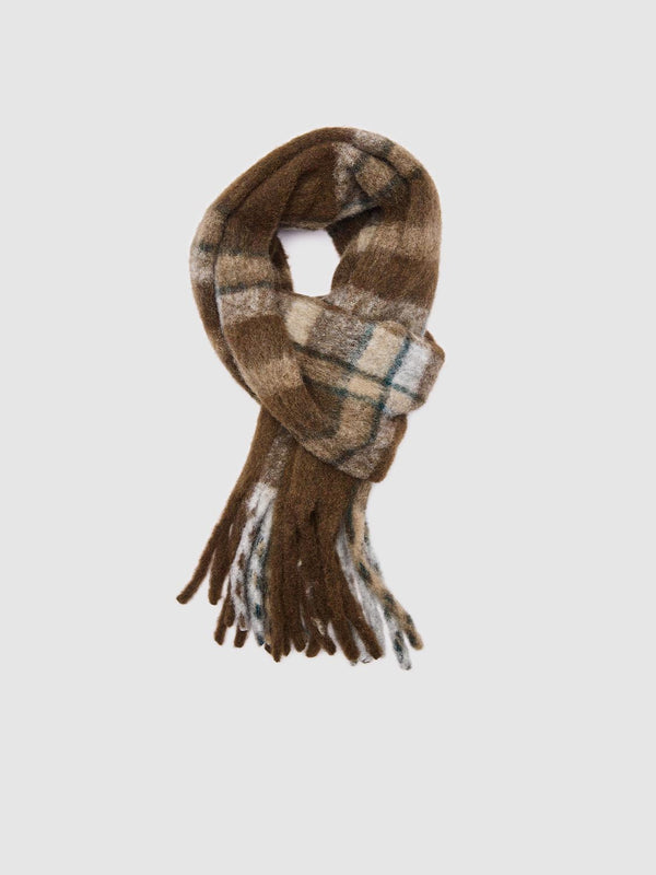 Tassel Trim Check Scarf