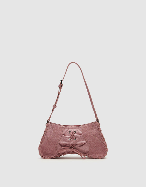 Lace Up Vegan Leather Shoulder Bag