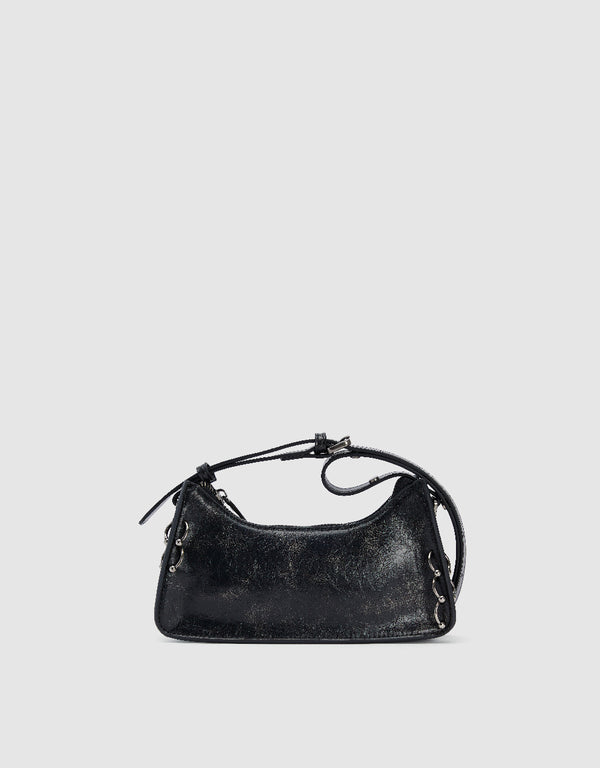 Embossed Vegan Leather Baguette Bag