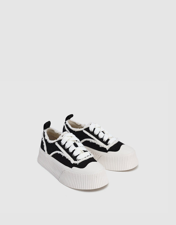 Raw Hem Round Toe Sneakers