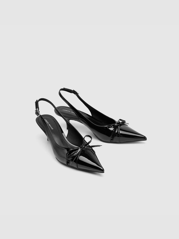 Pointed Toe Vegan Leather Heeled Slingbacks