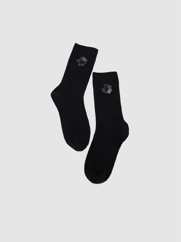 Flower Décor Mid-Length Socks