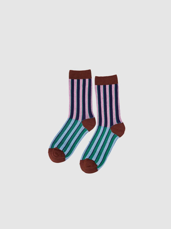 Contrast Stripped Crew Socks