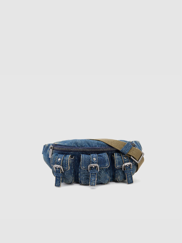 Multi Pocket Denim Crossbody Bag