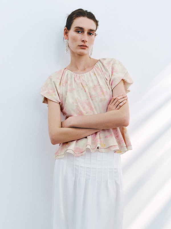 Floral Ruffle Overhead Shirts
