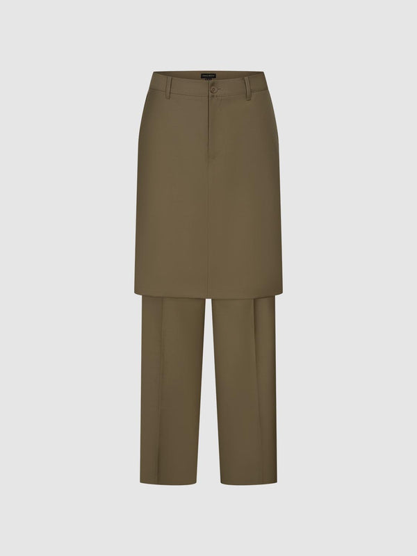 Skirt Layered Wide-Leg Pants