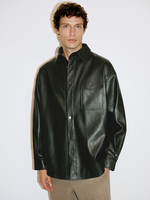 Oversized Vegan Leather Shirt