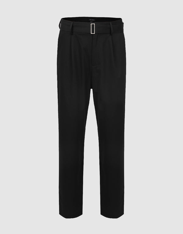Carrot Fit Pants With Belt