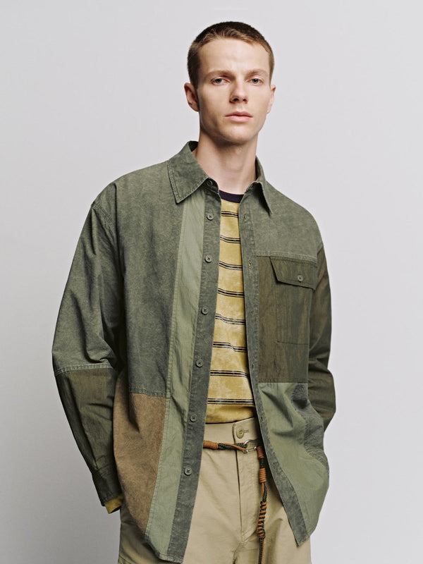 Spliced Flap Pocket Shirts