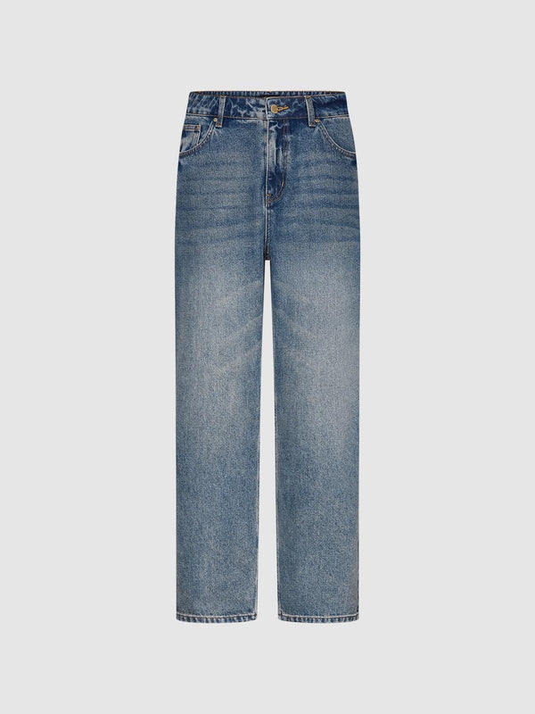 Stitch Detail Straight Leg Jeans
