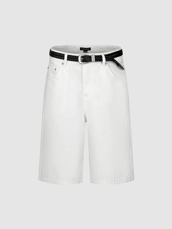 Belted Denim Shorts