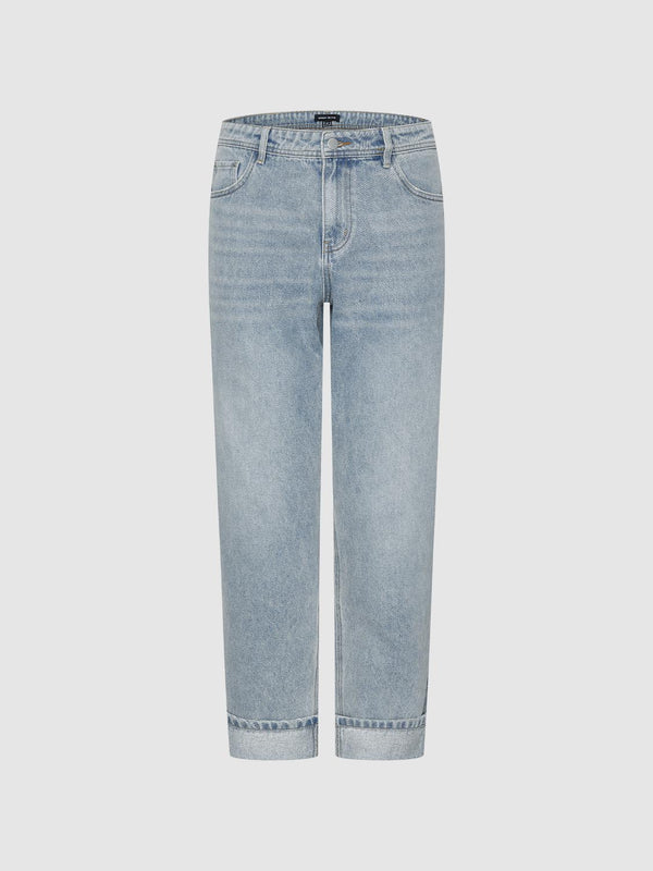 Cuffed Straight Leg Jeans