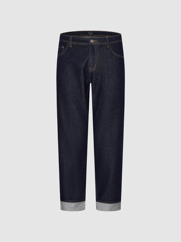 Cuffed Straight Leg Jeans