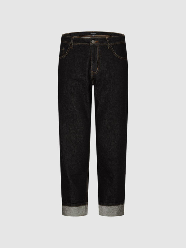 Cuffed Straight Leg Jeans