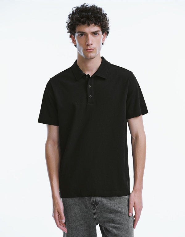 Button Half Placket Knitted A-Line T-Shirt