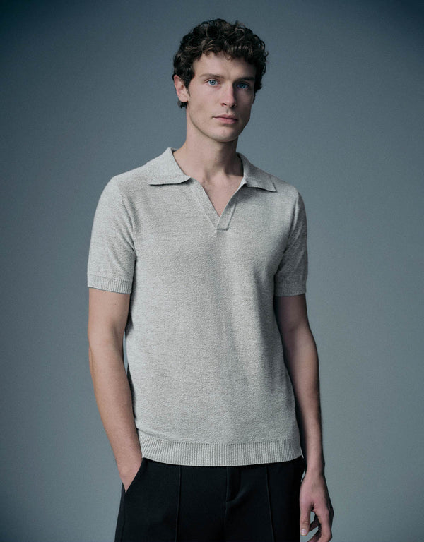 Lapel Straight Knitted T-Shirt