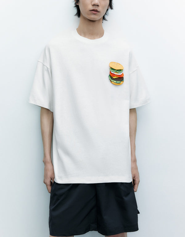 Burger Detail Crew Neck T-Shirt