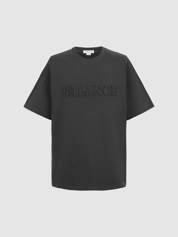 Letter Embossed Crew Neck Loose T-Shirt