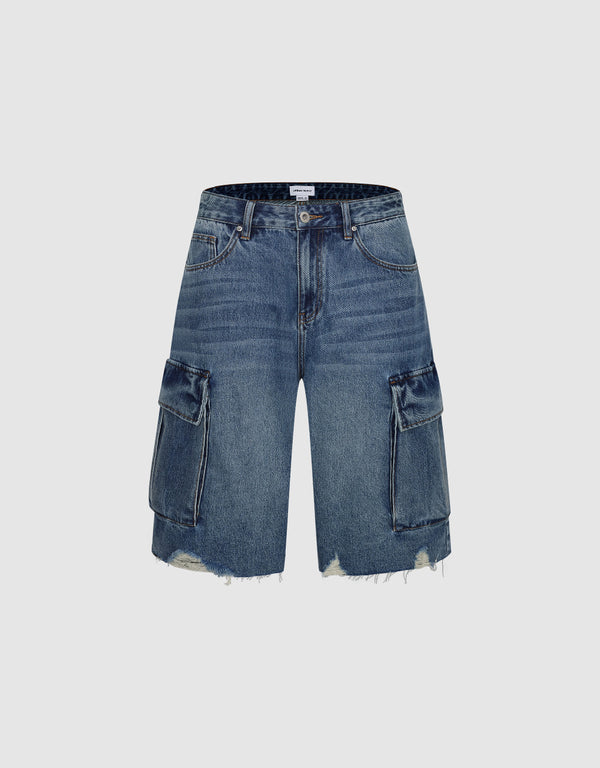 Raw Hem Denim Shorts