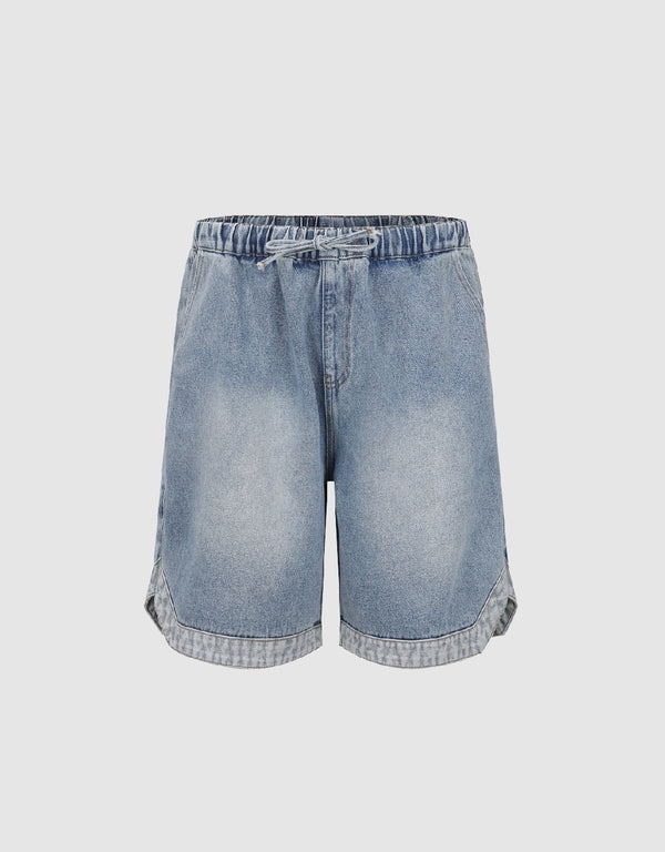 Drawstring Waist Denim Shorts