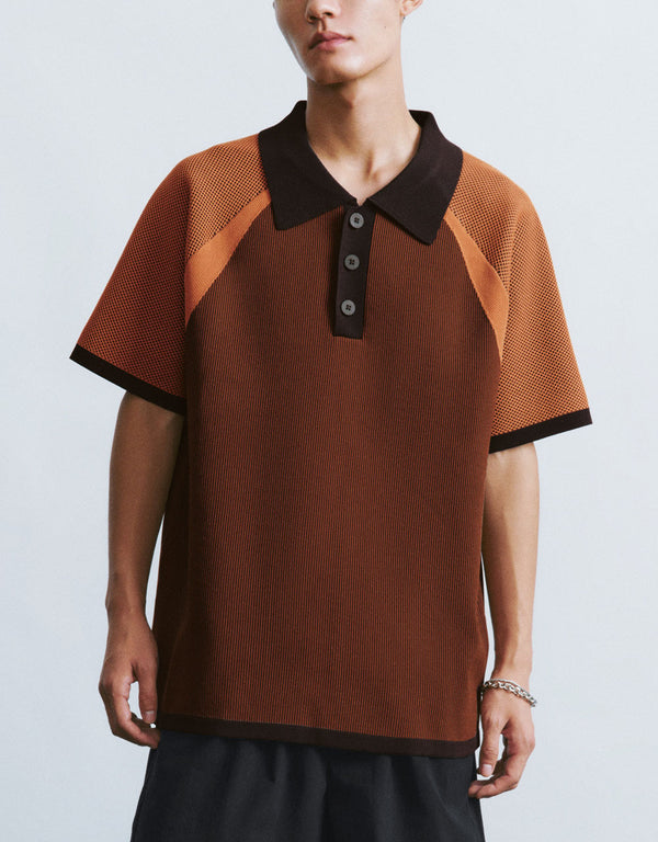 Button Half Placket Knitted T-Shirt