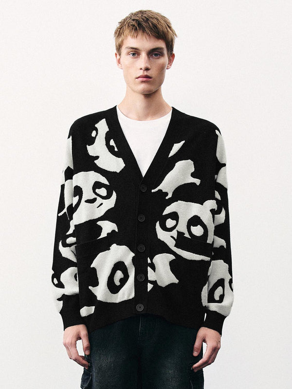 V-Neck Intarsia Knitted Cardigans