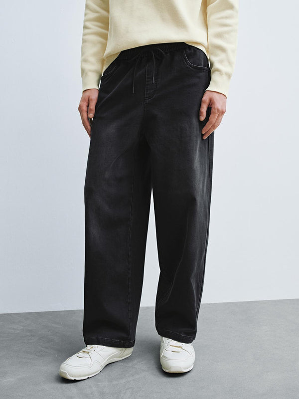 Tie Front Pull On Wide Leg Jeans