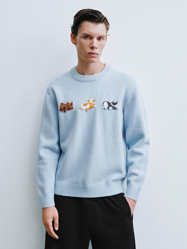 Intarsia Long Sleeve Knitted T-Shirts