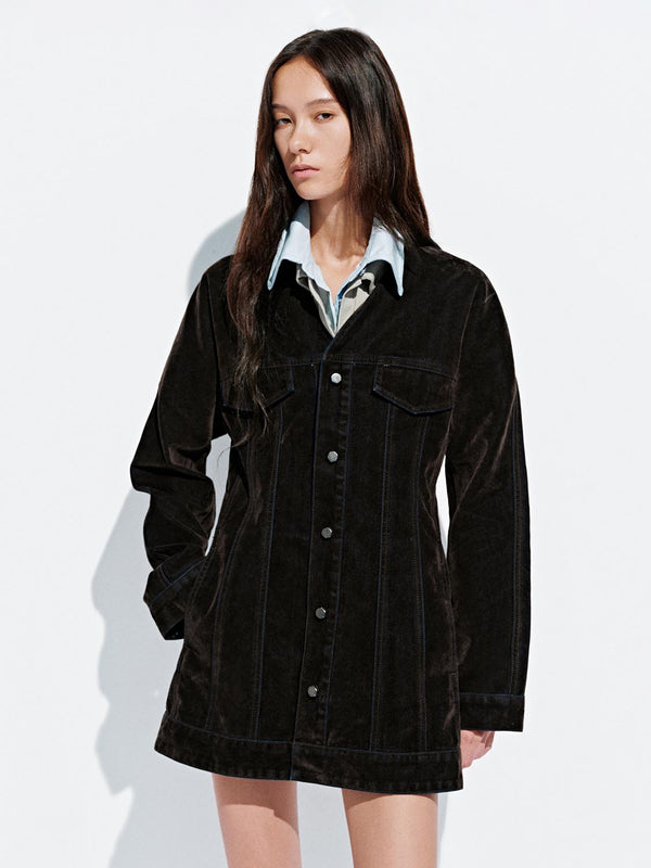 V-Neck Button Up Denim Jackets