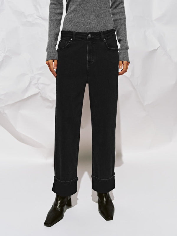 Cuffed Straight Leg Jeans