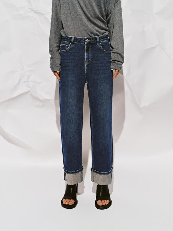 Cuffed Straight Leg Jeans