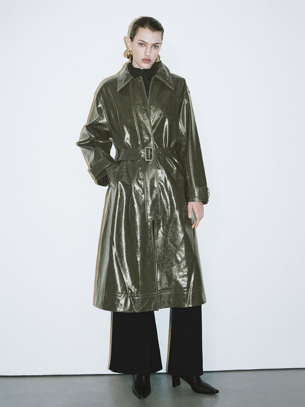 Vegan Leather Maxi Coats