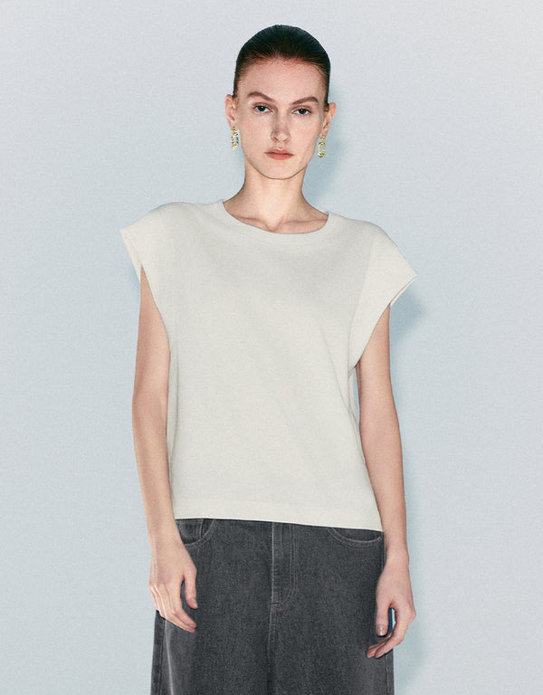 Sleeveless Crew Neck Straight T-Shirt