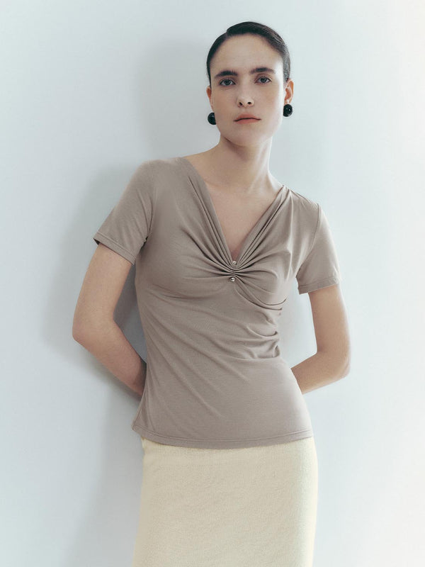 Ruched Short Sleeve T-Shirts