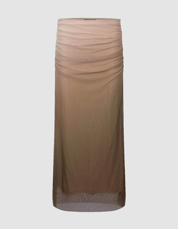 Ruched Midi Straight Skirt