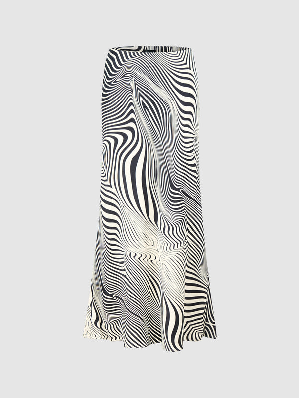 Abstract Printed Maxi Fishtail Skirts