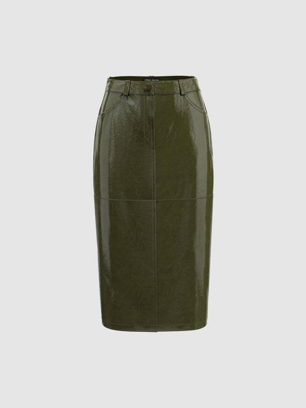 Vegan Leather Straight Skirts