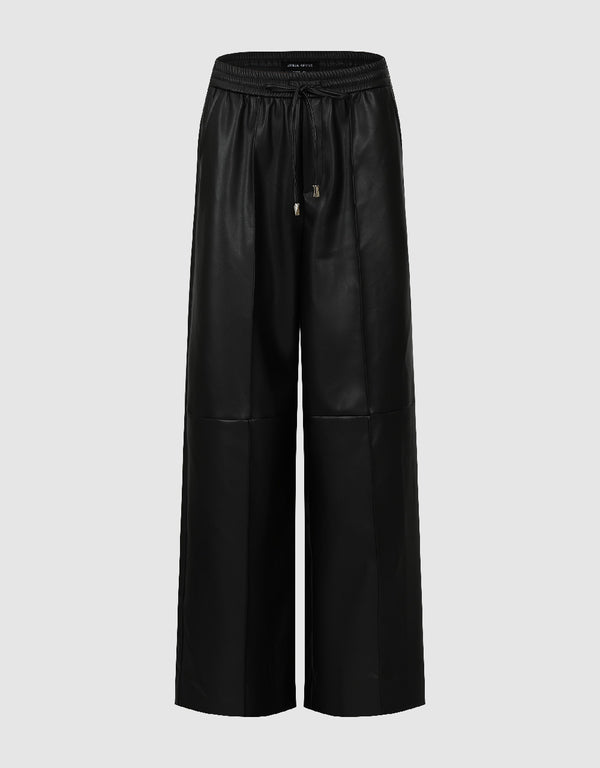 Drawstring Waist Wide-Leg Pants