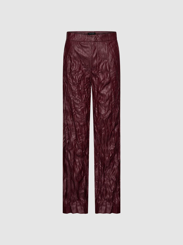 Vegan Leather Pleated Straight Pants