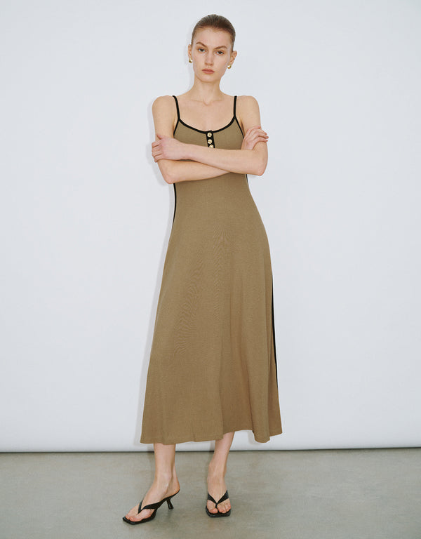 Knitted U Neck Cami A-Line Dress