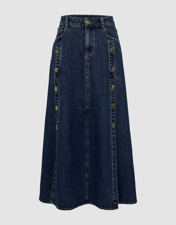 Maxi A-Line Denim Skirt