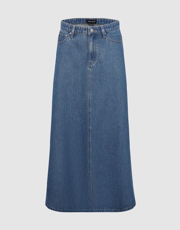 Midi A-Line Denim Skirt