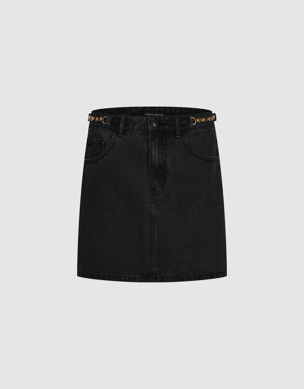 Mini Straight Denim Skirt