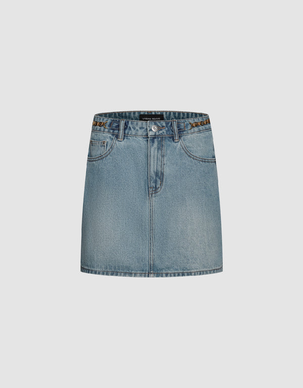 Mini Straight Denim Skirt