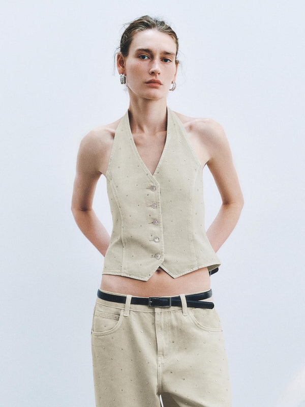 Denim Halter Neck Waistcoats