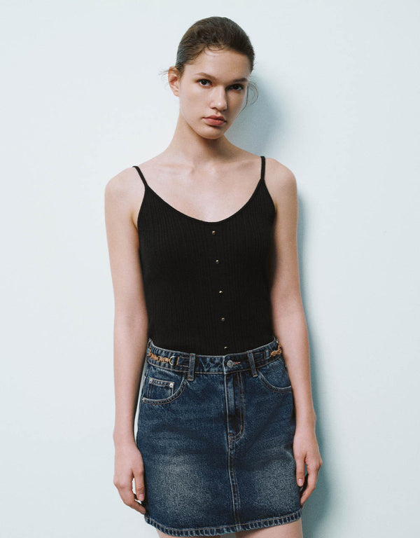 V-Neck Knitted Skinny Cami Top