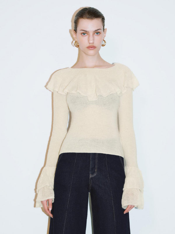 Ruffle Hem Knitted T-Shirts