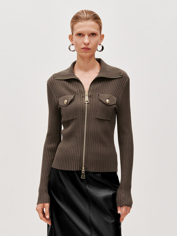 High Collar Knitted Cardigans